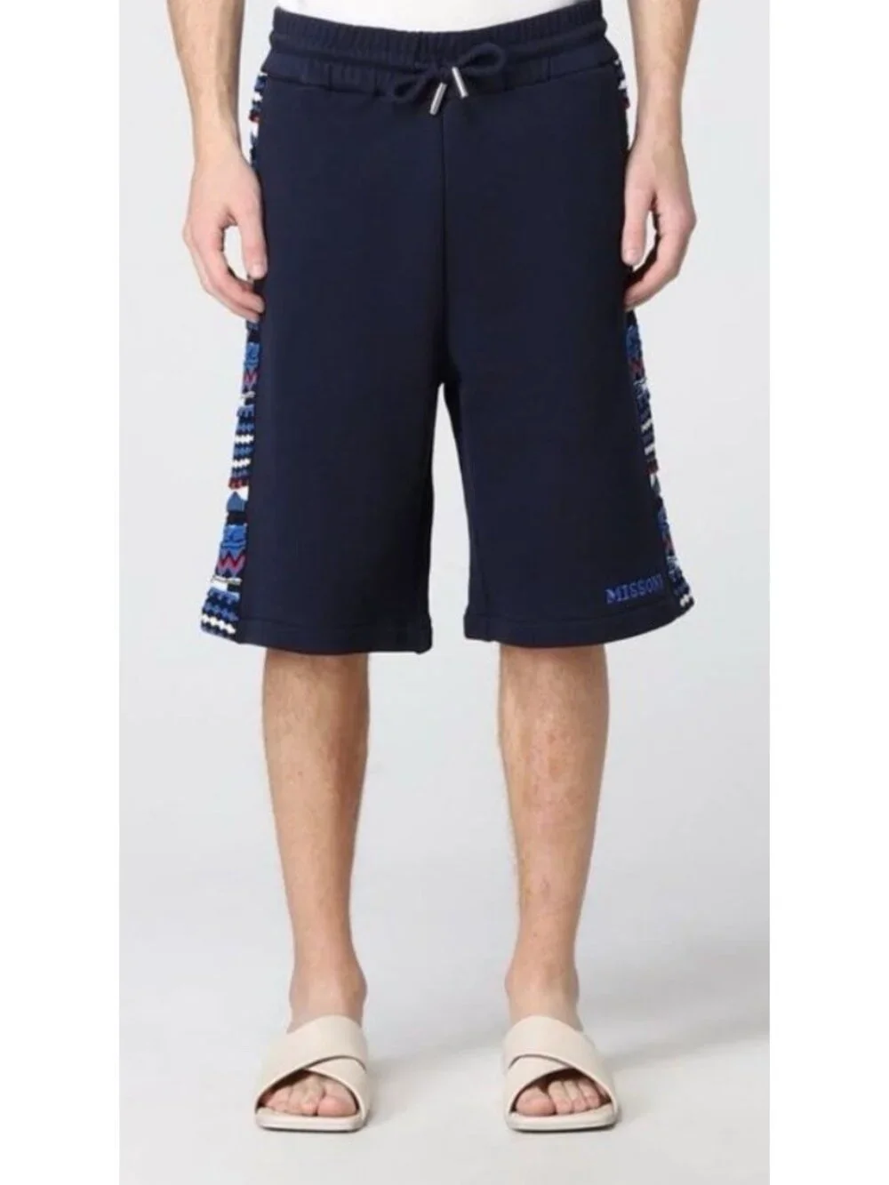 Missoni Mens Sweat Shorts Zig Zag Embroidered Knit Size Small Designer NEW